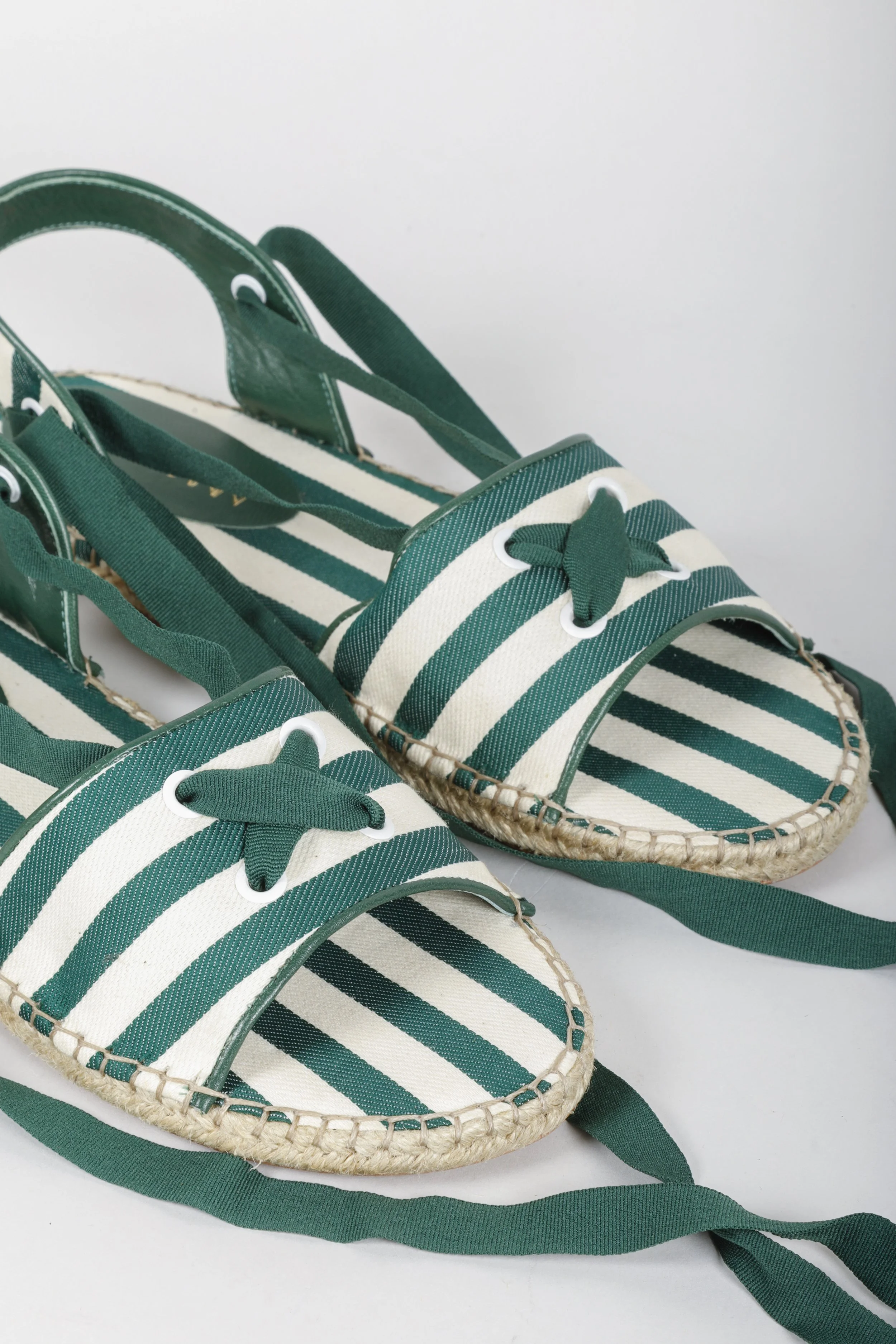 Zimmermann Green Stripe Tie Espadrille Sandals BLOGGER ARMOIRE